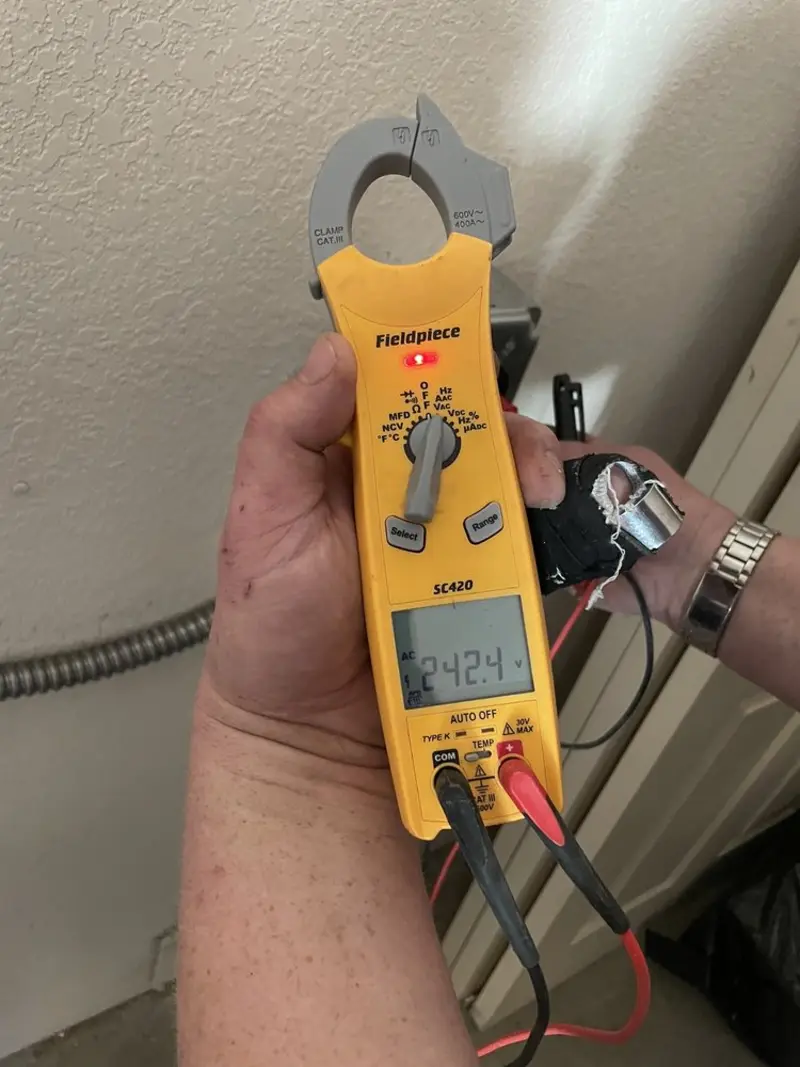 Voltage testing with clamp meter during Generator Installation in Oildale